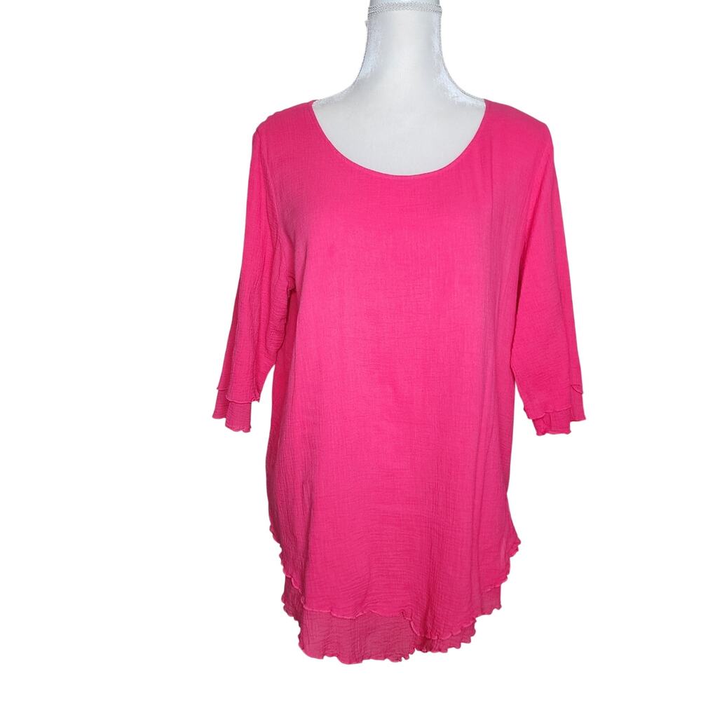 Soft Surrounding Pink Layered 1/2 Sleeve Top Women's Size Medium